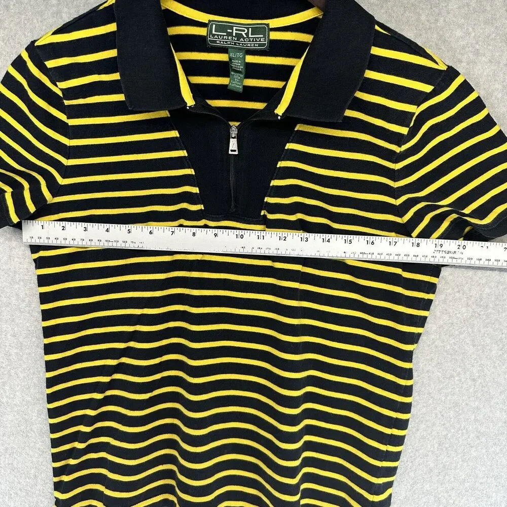 Vintage L-RL Lauren Active Ralph Lauren Womens XL Striped Polo Multicolor - Picture 3 of 11